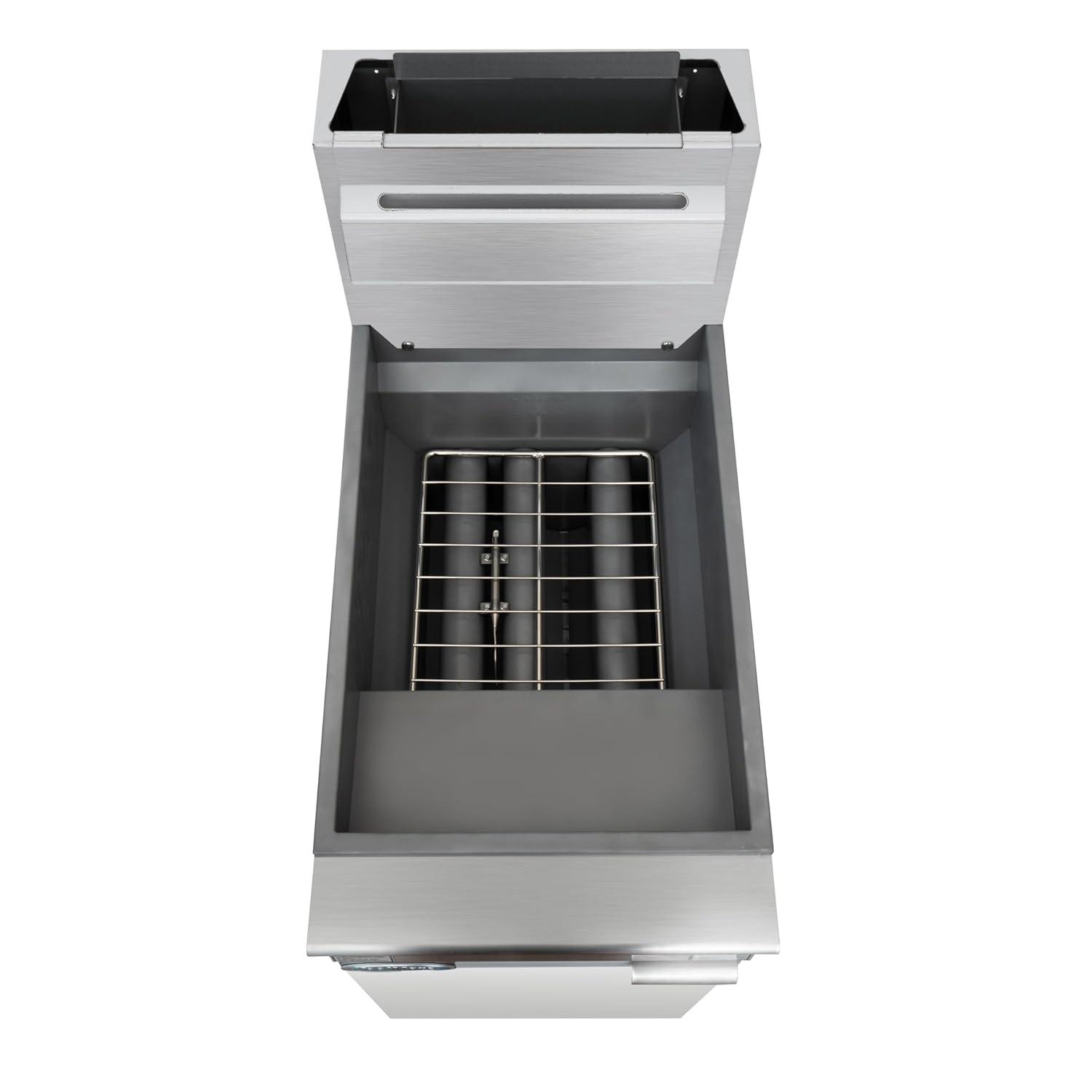 40 lb. Floor Standing Natural Gas Commercial Fryer with 90,000 BTU in Stainless-Steel, ETL Listed (KM-FDF40-NG)