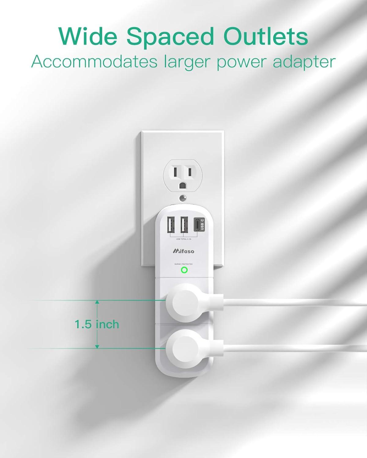 White 10-Piece USB Outlet Extender with Rotating Plug