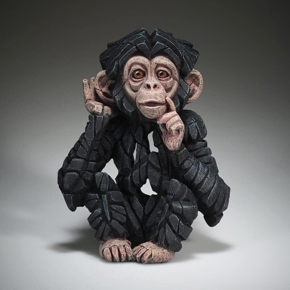 Black and White Resin Hear No Evil Baby Chimpanzee Figurine