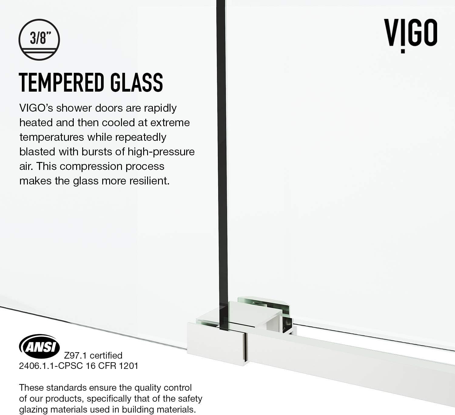 Cass 56-60" W x 66" H Sliding Frameless Tub Door with 3/8" Clear Glass