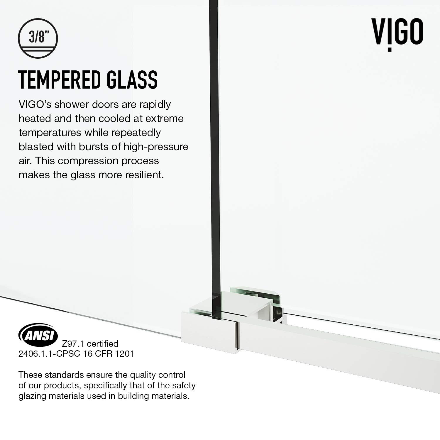 Cass 56-60" W x 66" H Sliding Frameless Tub Door with 3/8" Clear Glass