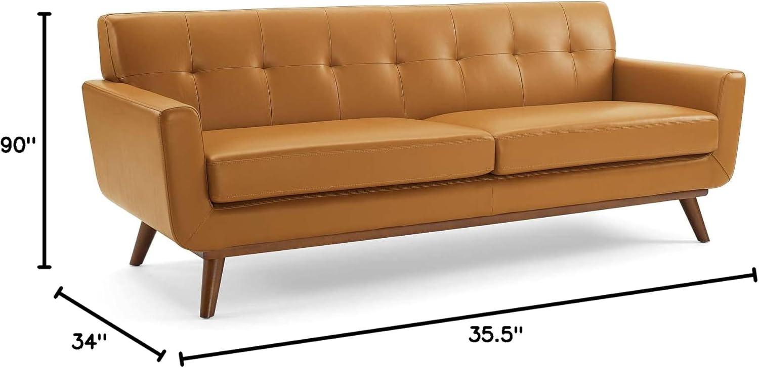 Modway Engage Top-Grain Leather Living Room Lounge Sofa