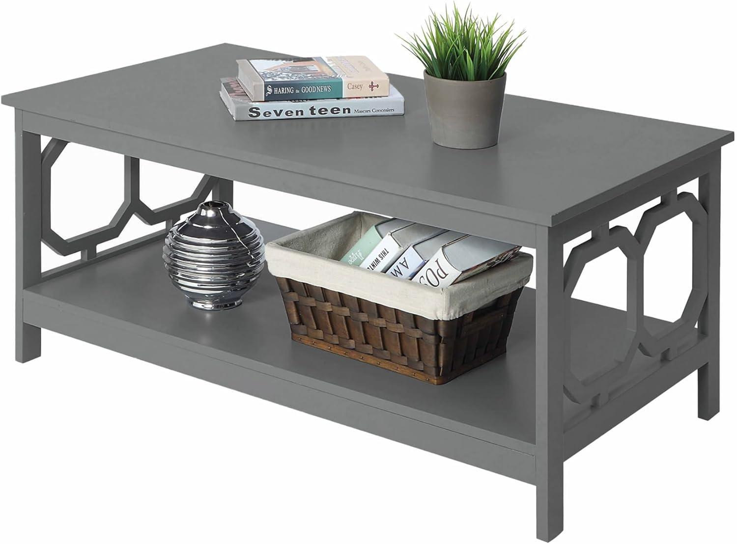 Convenience Concepts Omega Coffee Table with Shelf, Gray