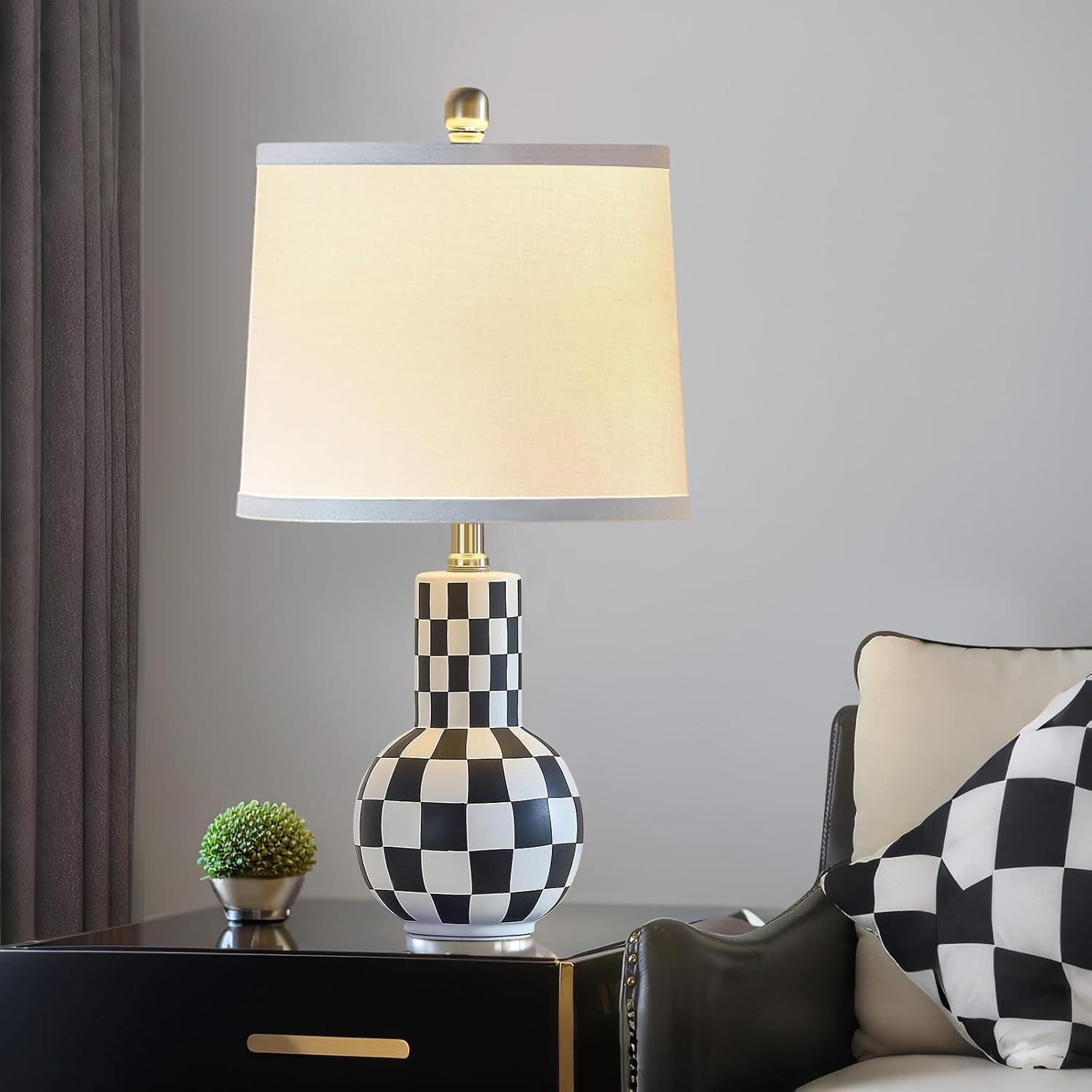 Ebern Designs Sighwarth 21" Ceramic Table Lamp for Bedroom 3-Color Temperature Modern Desk Lamps for Nightstand Living Room Bedside Lamp End Table Lamps (Set of 2)