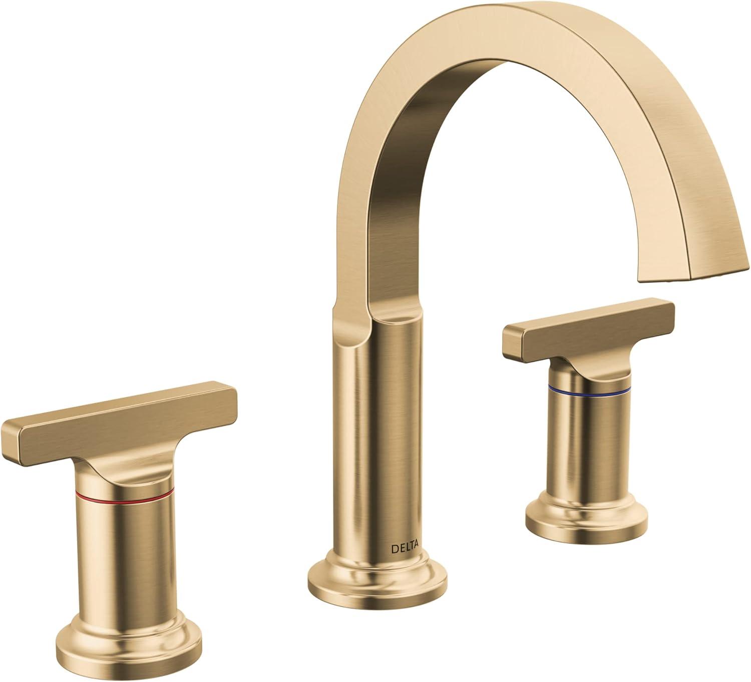 Champagne Bronze 3-Hole Widespread Bathroom Faucet with Drain Assembly