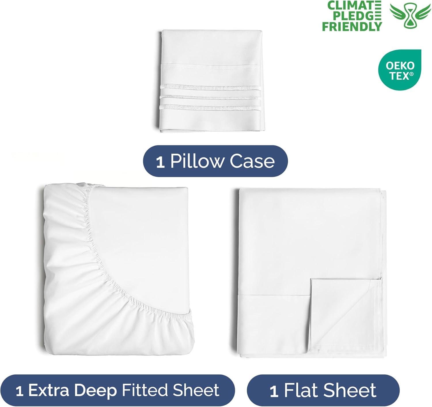 CGK Linens Extra Deep Pocket luxury Sheet Set - Solid Ultra Soft & Cooling Sheet Sets