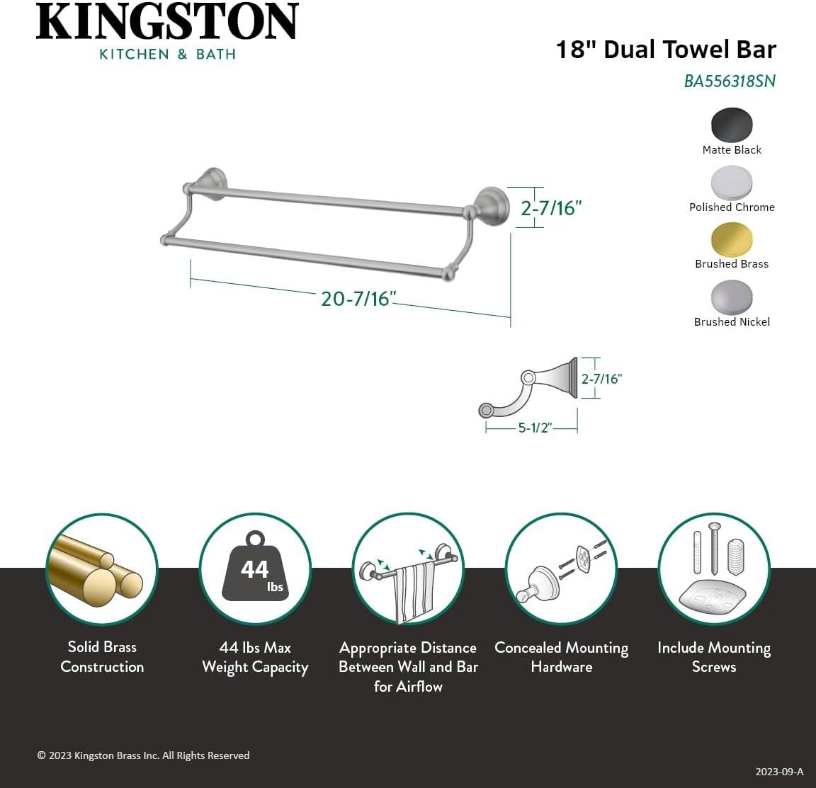 Brushed Nickel 18-Inch Dual Wall Mounted Towel Bar