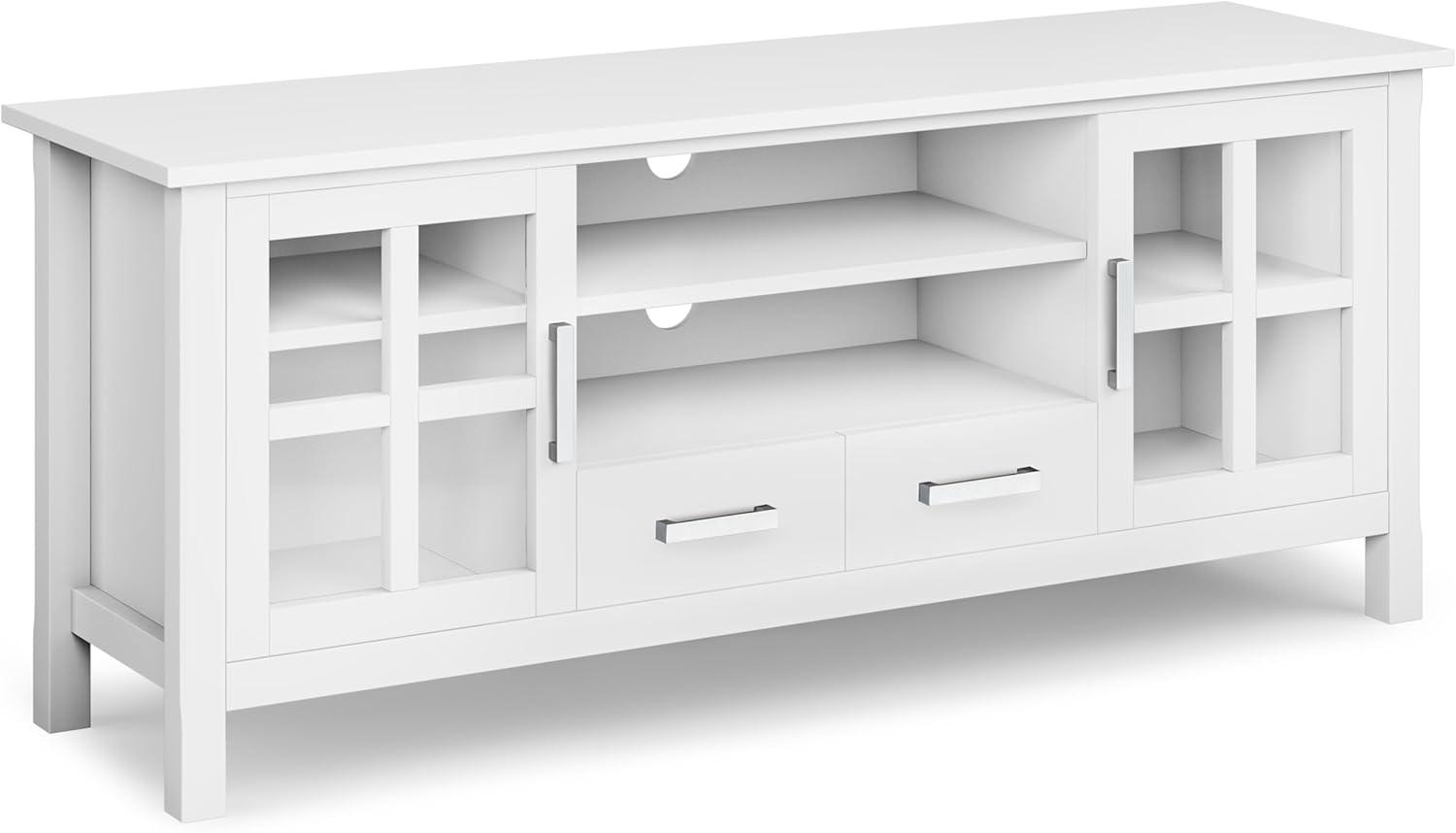 Kitchener SOLID WOOD 60 inch Wide Contemporary TV Media Stand in White