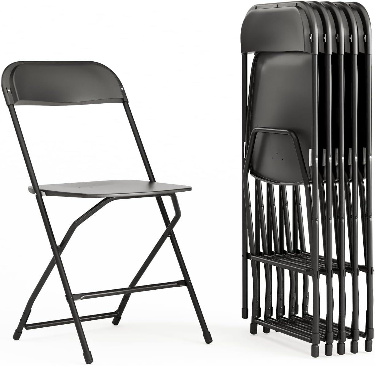 Flash Furniture Hercules Series Plastic Folding Chair Black - 6 Pack 650LB Weight Capacity Comfortable Event Chair-Lightweight Folding Chair