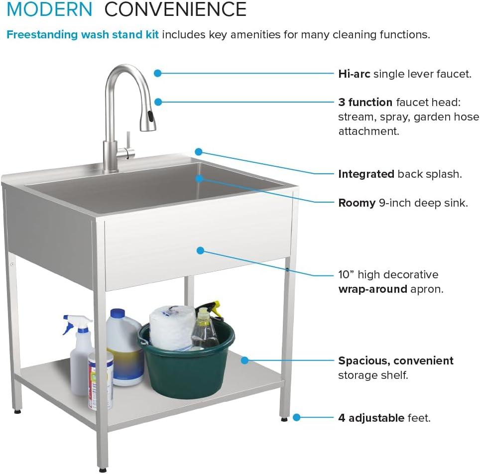 28'' L x 22.1'' W Free Standing Laundry Sink with Faucet