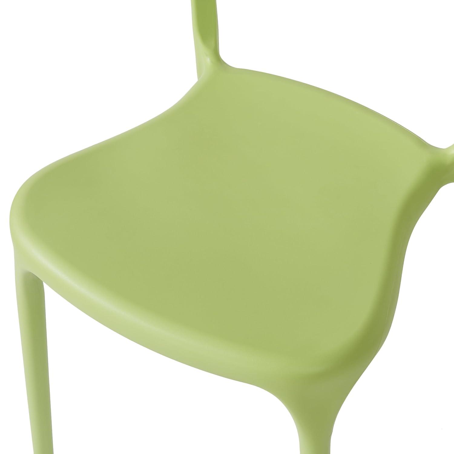 Modern Stackable Dining Chair Set, No Assembly, Plastic Chair, Patio Chair, Suitable for Indoor and Outdoor Cafes and Restaurants, Set of 4 (Pistachio Green)