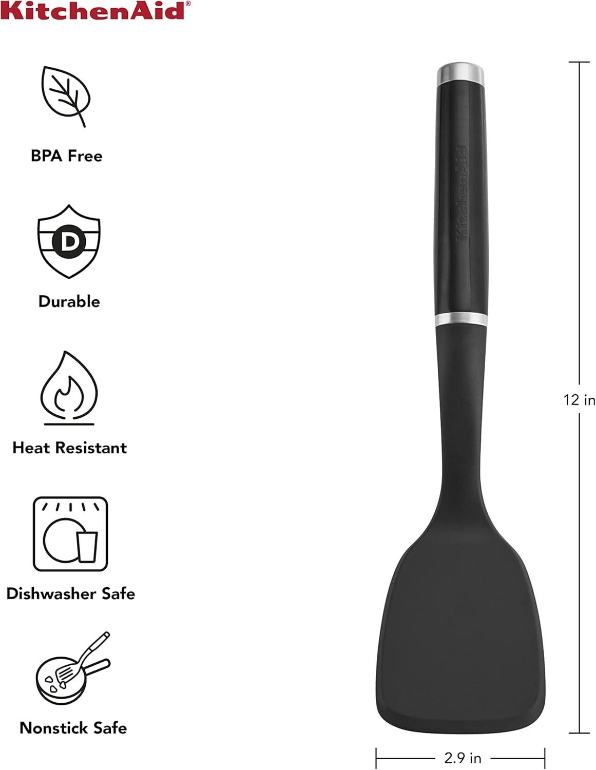 Black Short Handle Heat-Resistant Nylon Turner