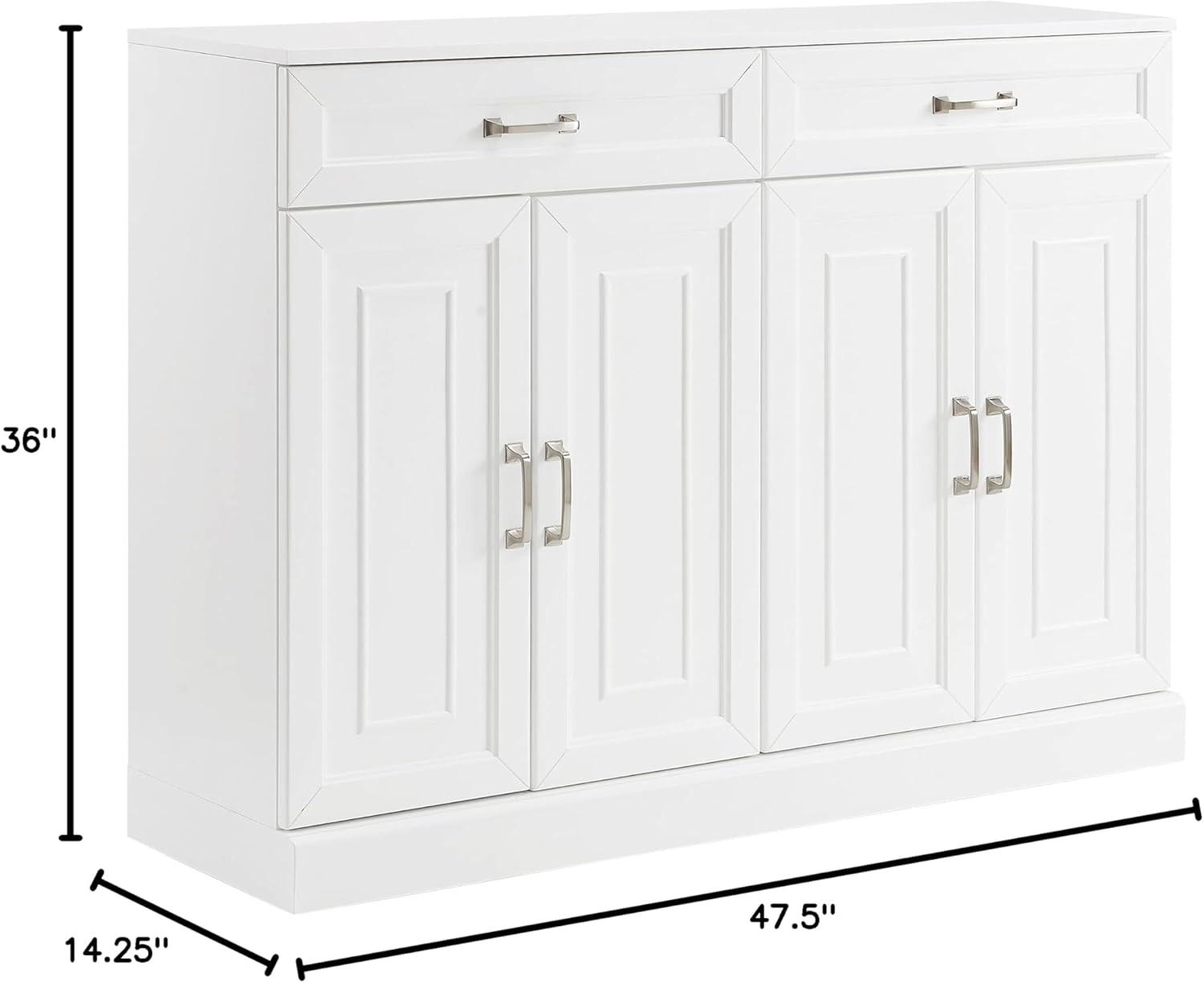 Stanton Sideboard White - Crosley: Adjustable Shelves, 2 Drawers, Traditional Farmhouse Design