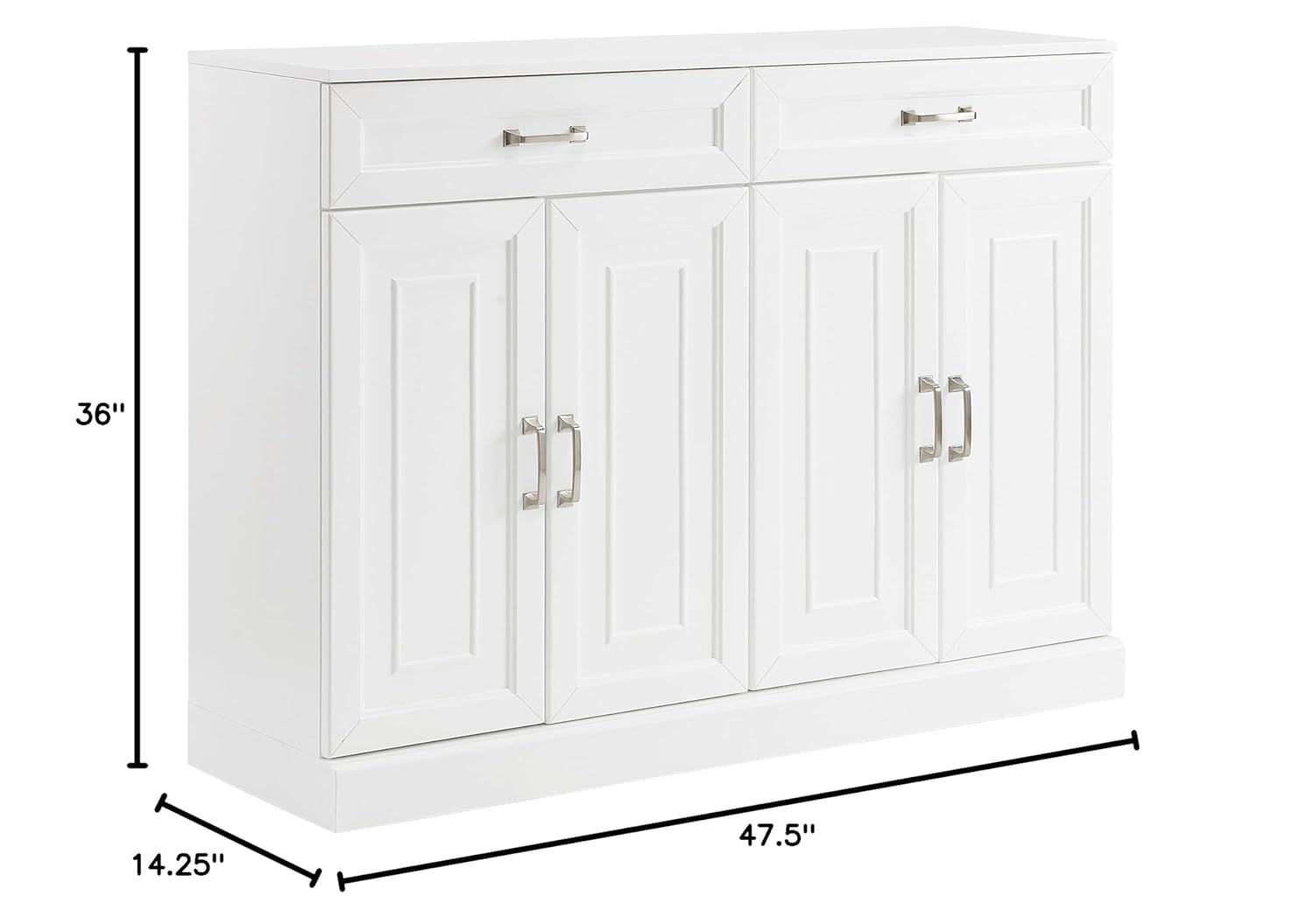 Stanton Sideboard White - Crosley: Adjustable Shelves, 2 Drawers, Traditional Farmhouse Design