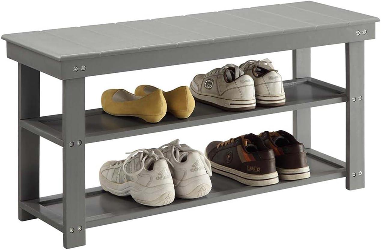 Convenience Concepts Oxford Utility Mudroom Entryway Bench in Gray Wood Finish