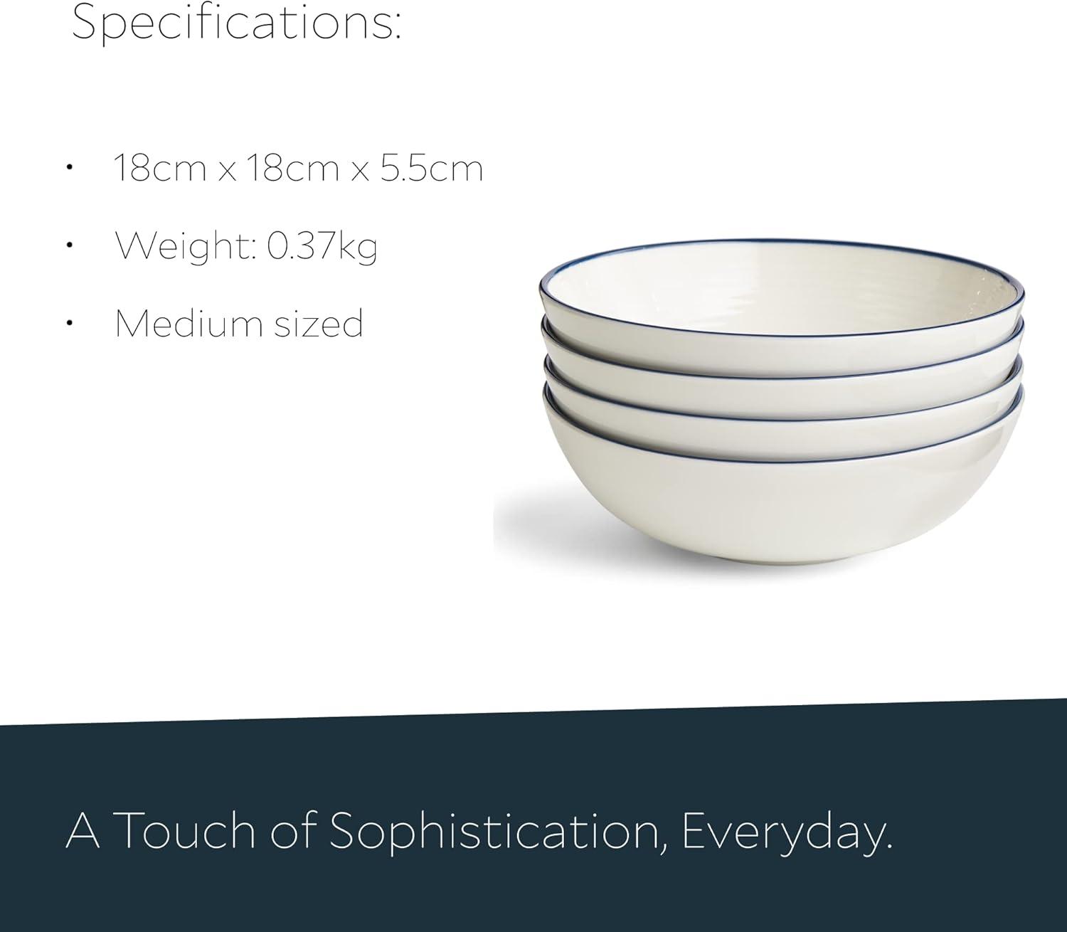 Royal Doulton Exclusively for Gordon Ramsay Gordon Ramsay GR Maze Denim Line Cereal Bowl 7" Set of 4 (Set of 4)
