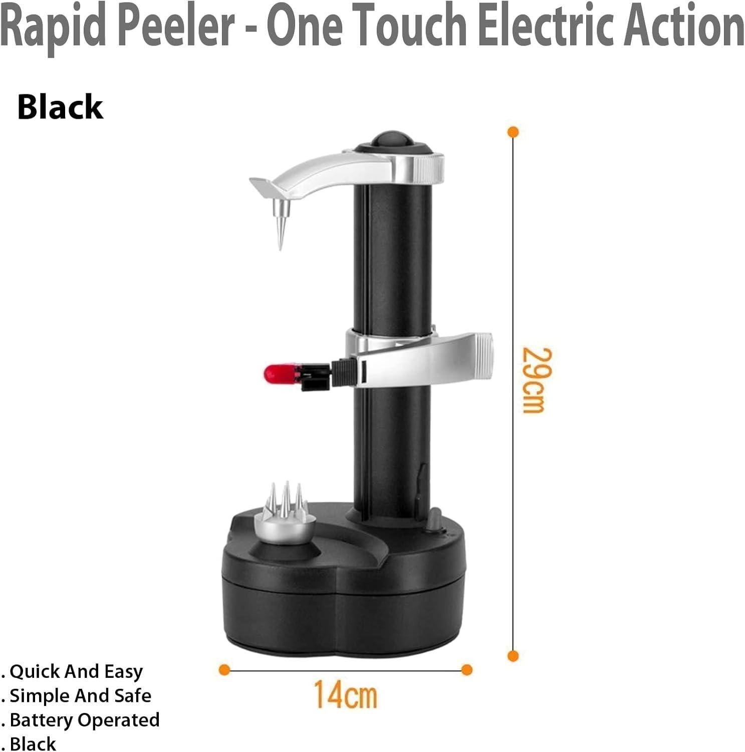 Rapid Peeler - One Touch Electric Action for Effortless Peeling (Black)