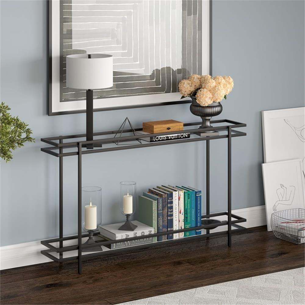 Evelyn&Zoe Robillard 52" Wide Rectangular Console Table, Blackened Bronze