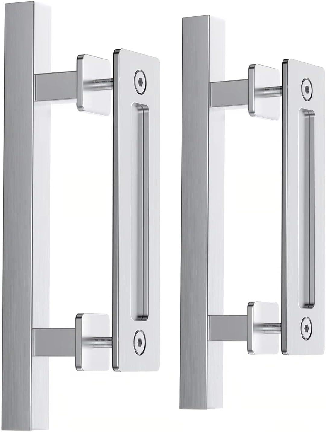 12'' Stainless Steel Sliding Barn Door Handle Set, Double Sided