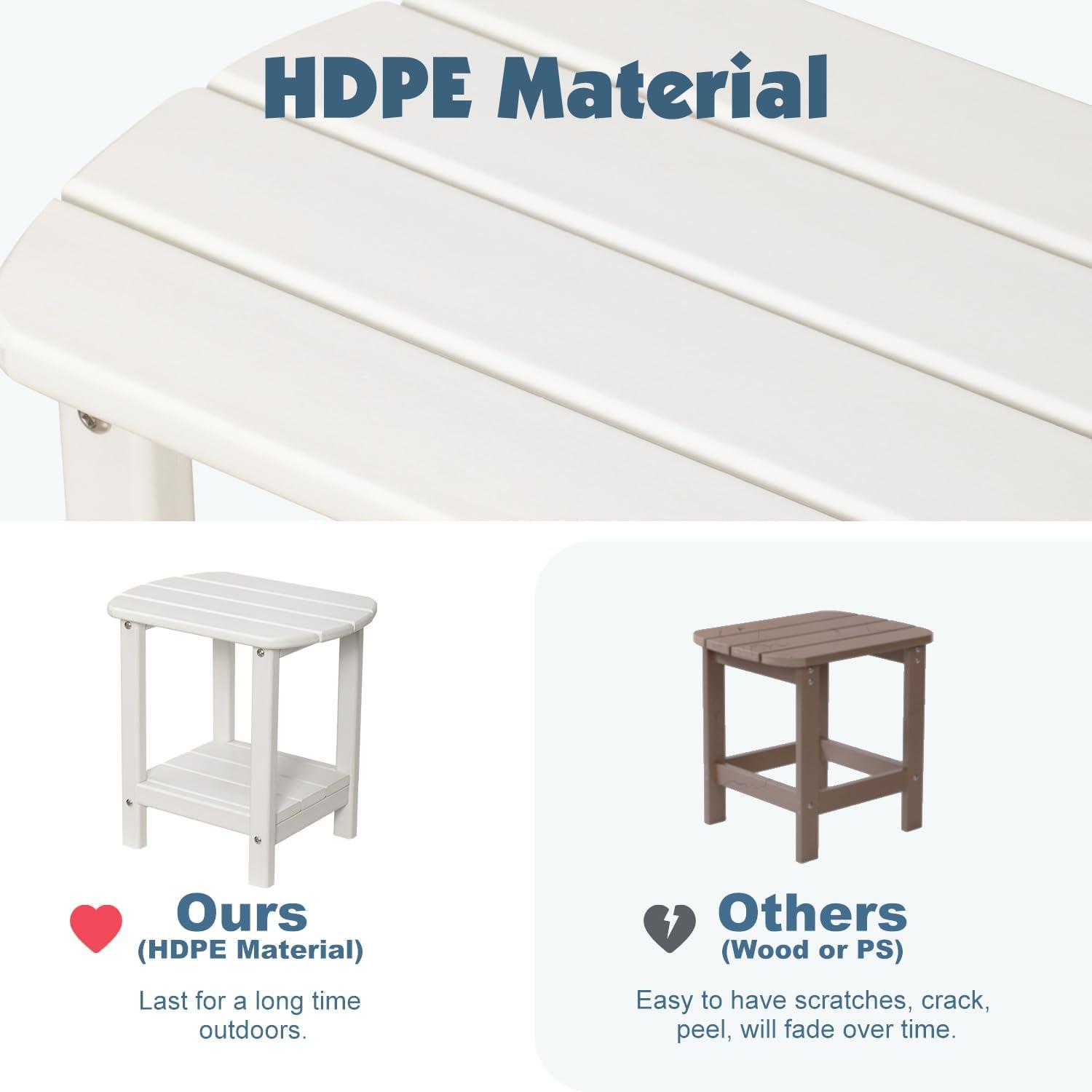 White HDPE 2-Tier Adirondack Outdoor Side Table