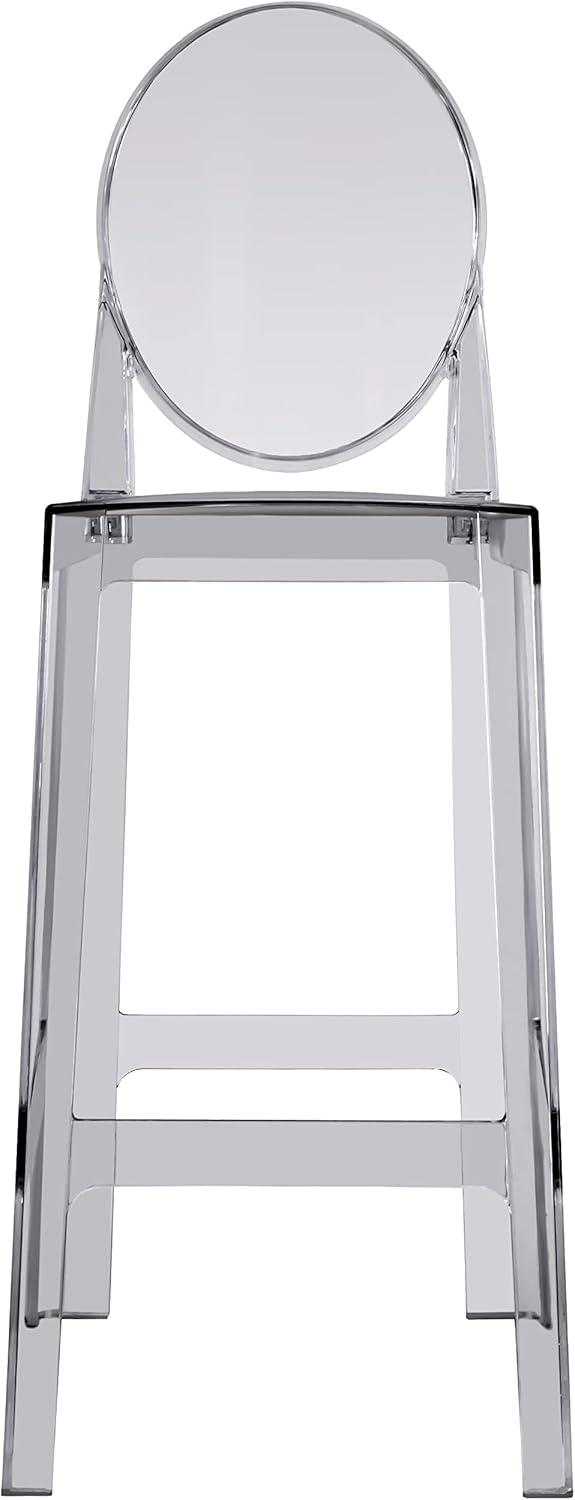 2xhome Set of 2 30" Seat Height Modern Contemporary Bar Stool with Oval Back Armless Polycarbonate Transparent Clear