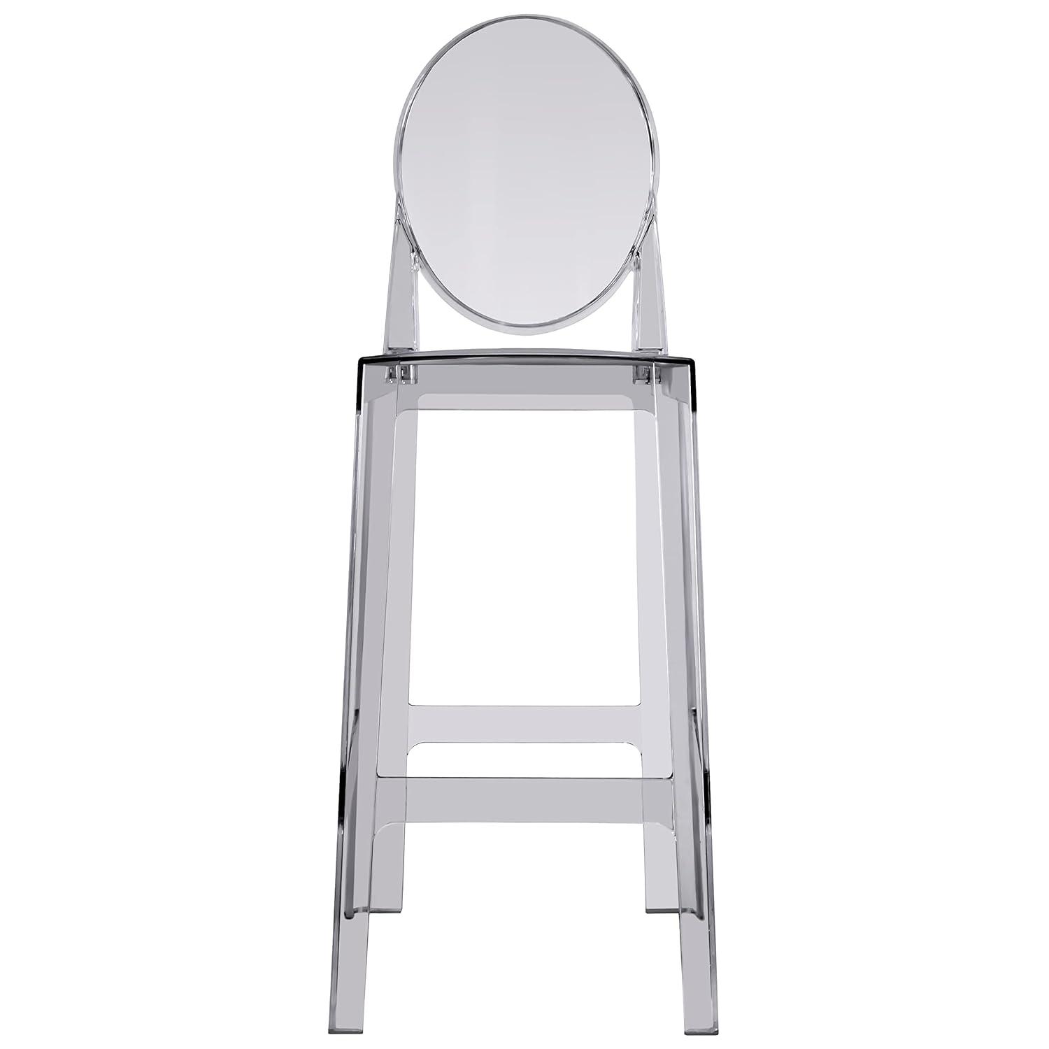 2xhome Set of 2 30" Seat Height Modern Contemporary Bar Stool with Oval Back Armless Polycarbonate Transparent Clear