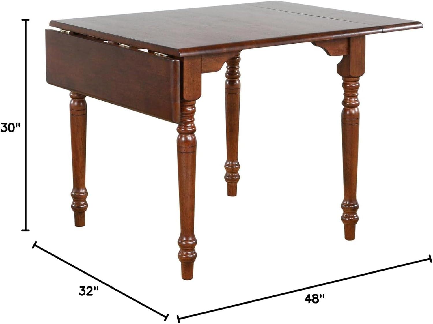 Andrews 48" Rectangle Drop Leaf Dining Table /Antique White/Chestnut Brown Wood