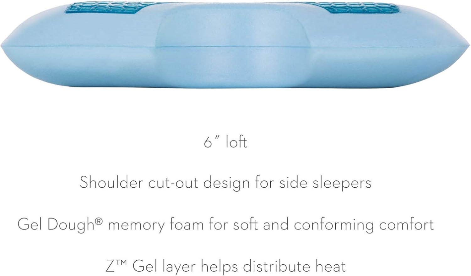 Queen Blue Gel Memory Foam Side Sleeper Pillow