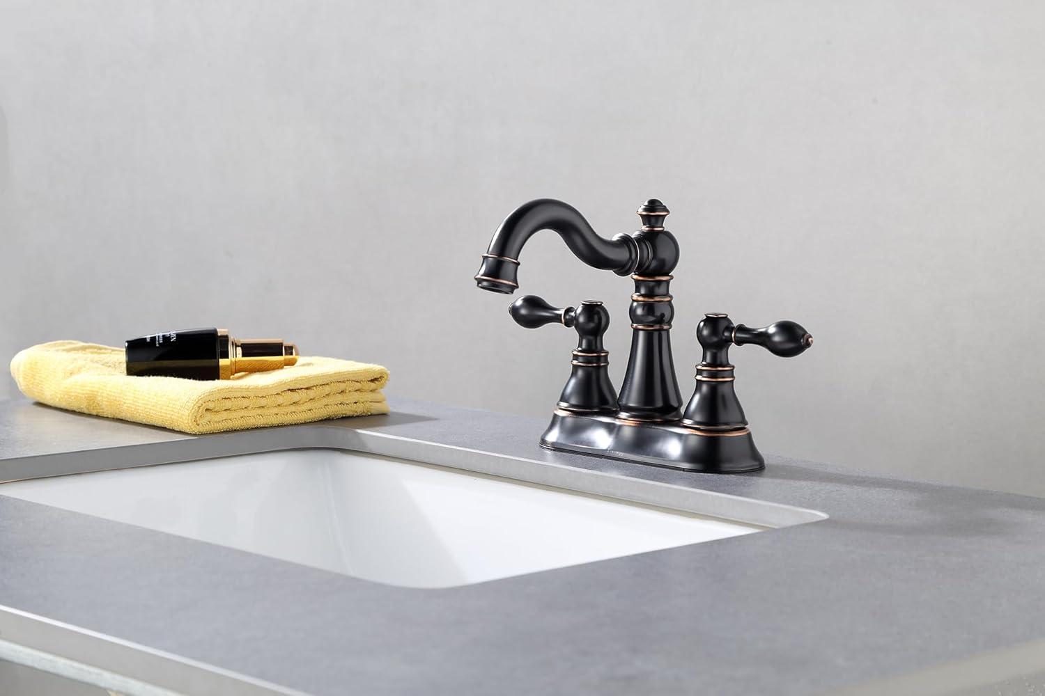 Two Handle Centerset Lavatory Faucet with Drain Assembly