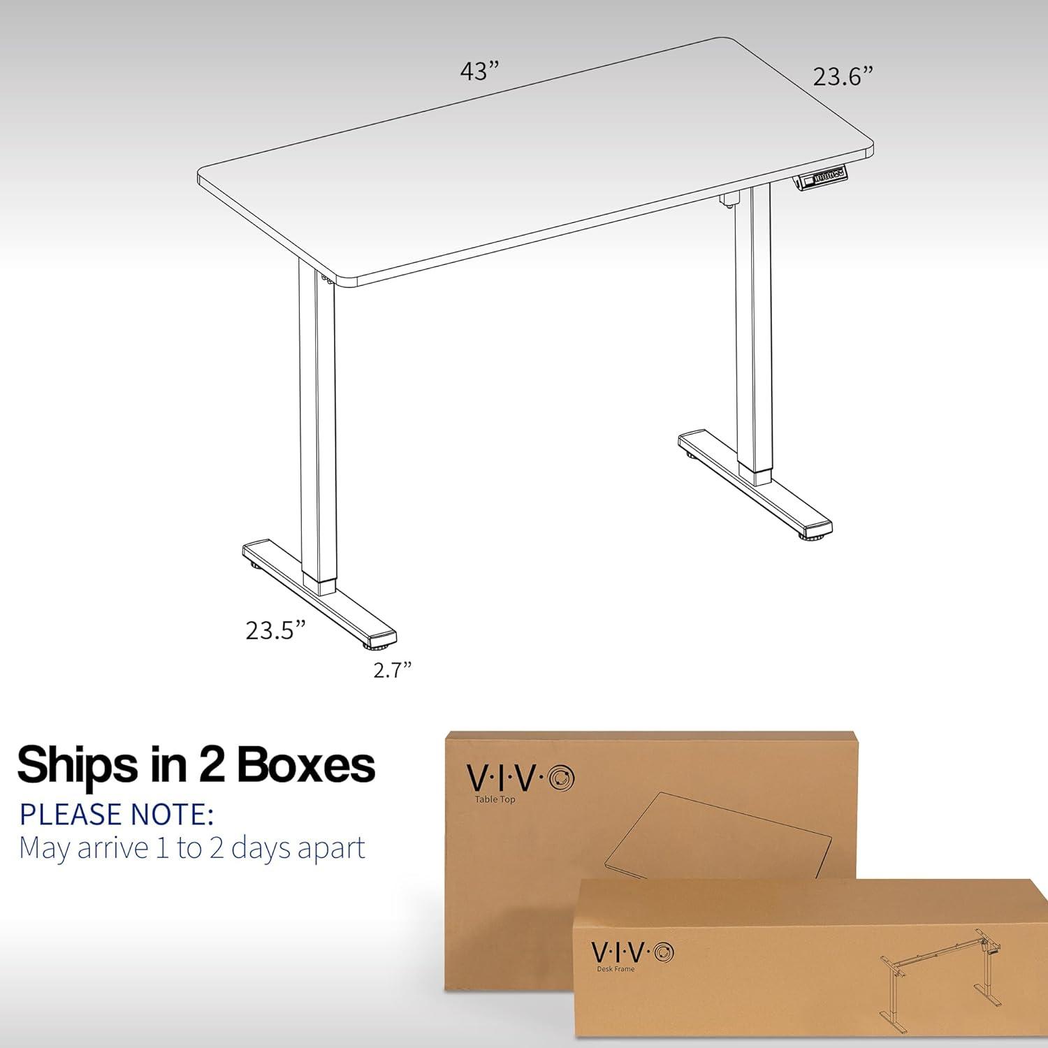 VIVO Single Motor Electric Desk with Push Button Memory Controller