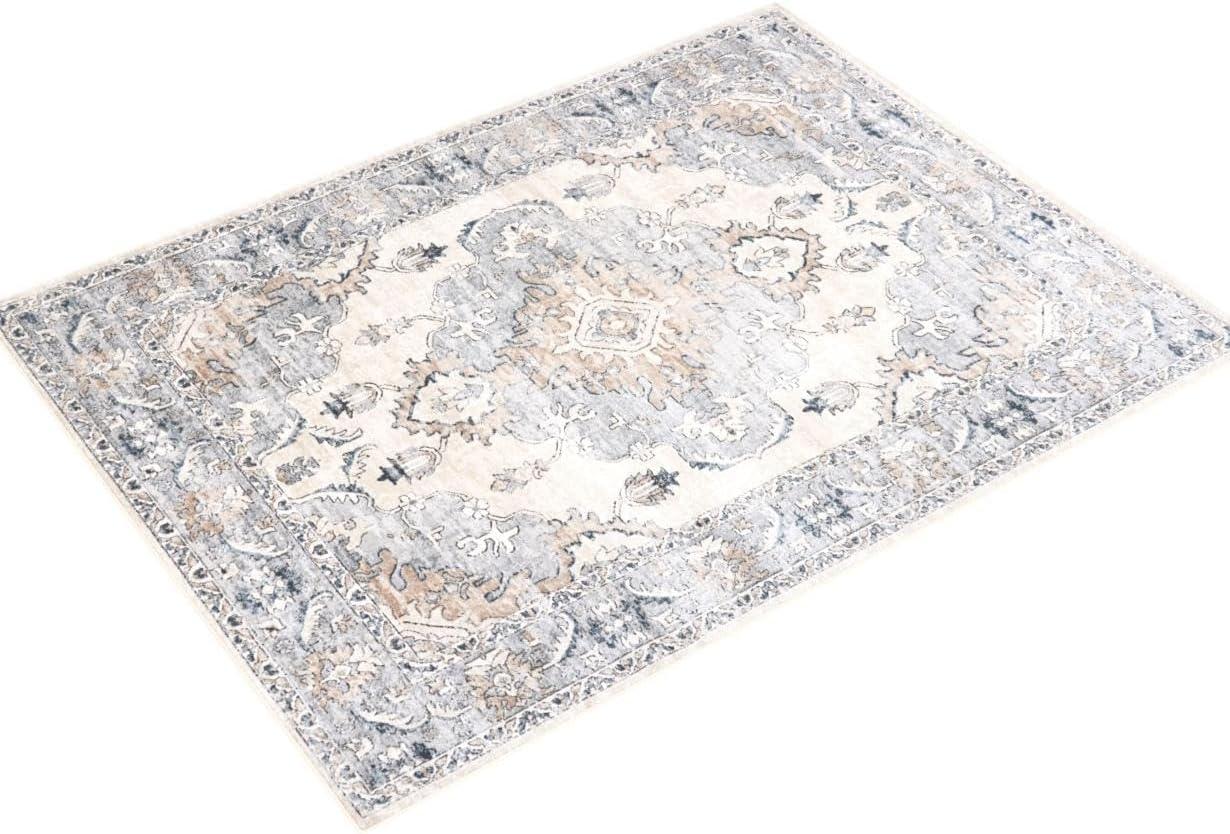 SAFAVIEH Oregon Ethelinda Floral Bordered Area Rug, Beige/Grey, 9' x 12'