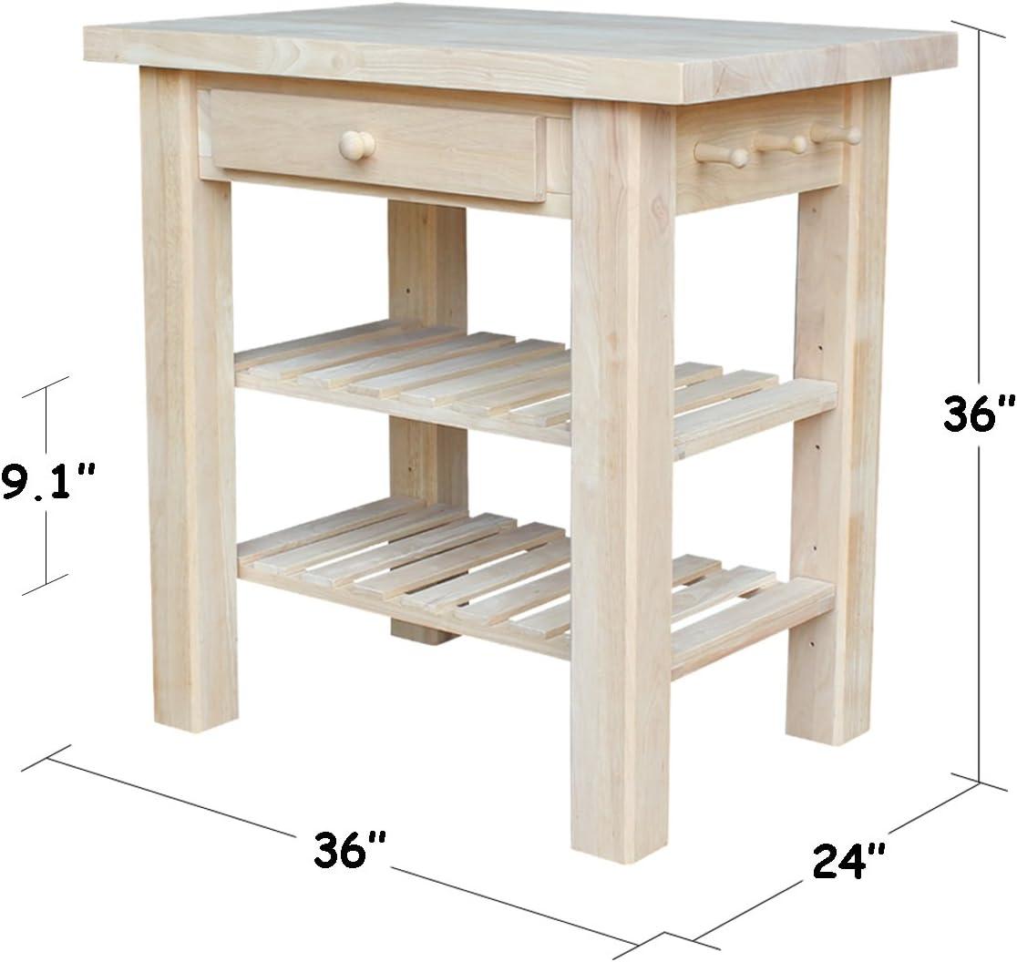 International Concepts Unfinished Butcher Block Kitchen Island