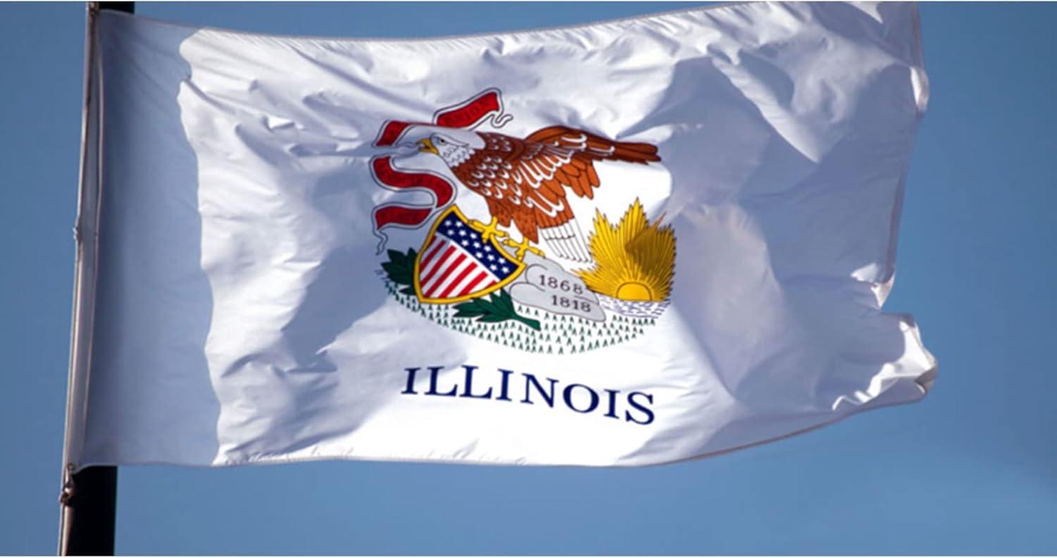 A.G.A.S 3x5ft Polyester Illinois State Outdoor Flag with Iron Grommets