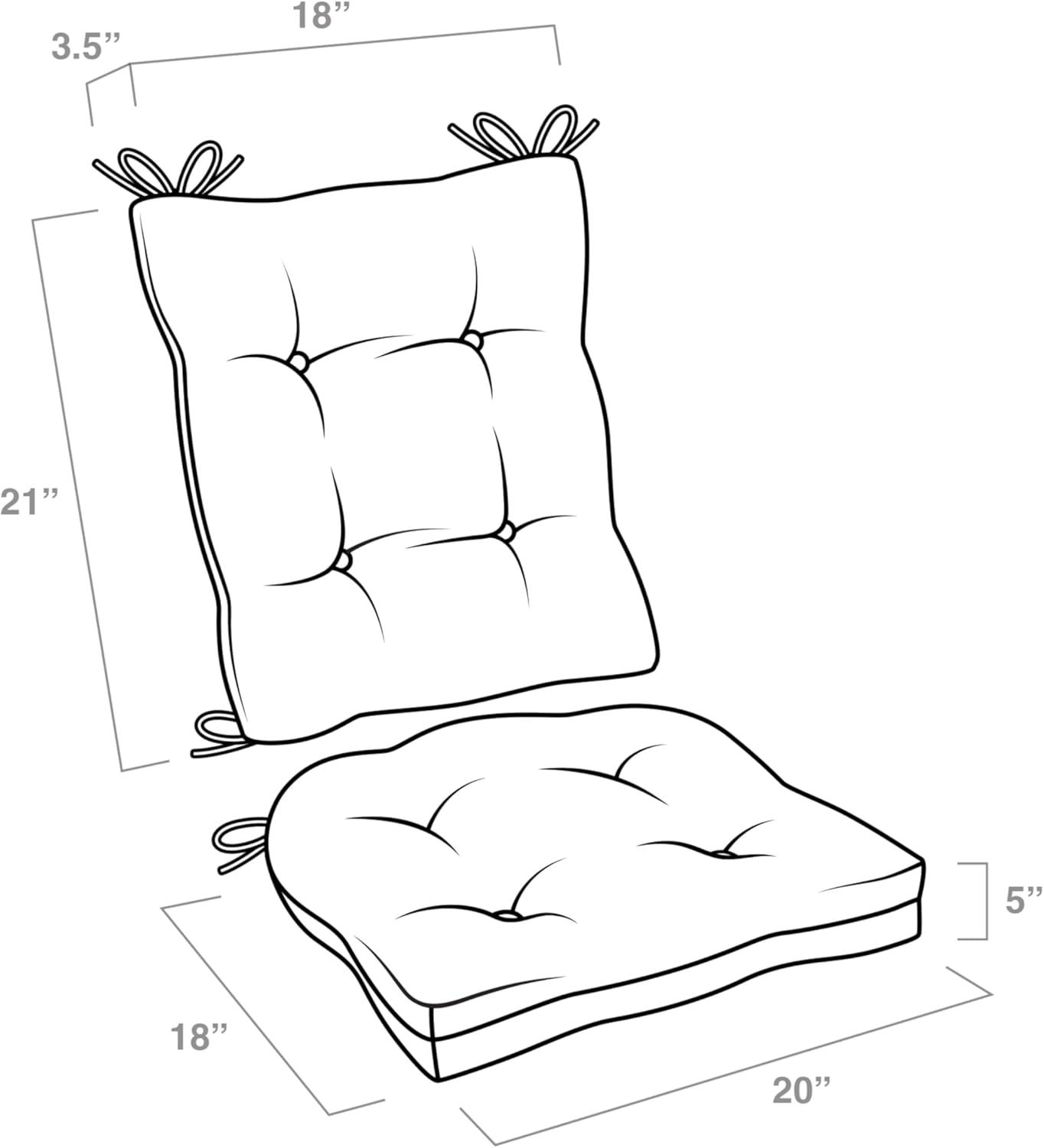 ARDEN Arden Plush Indoor/Outdoor Rocking Chair Cushion Set, 18 x 20