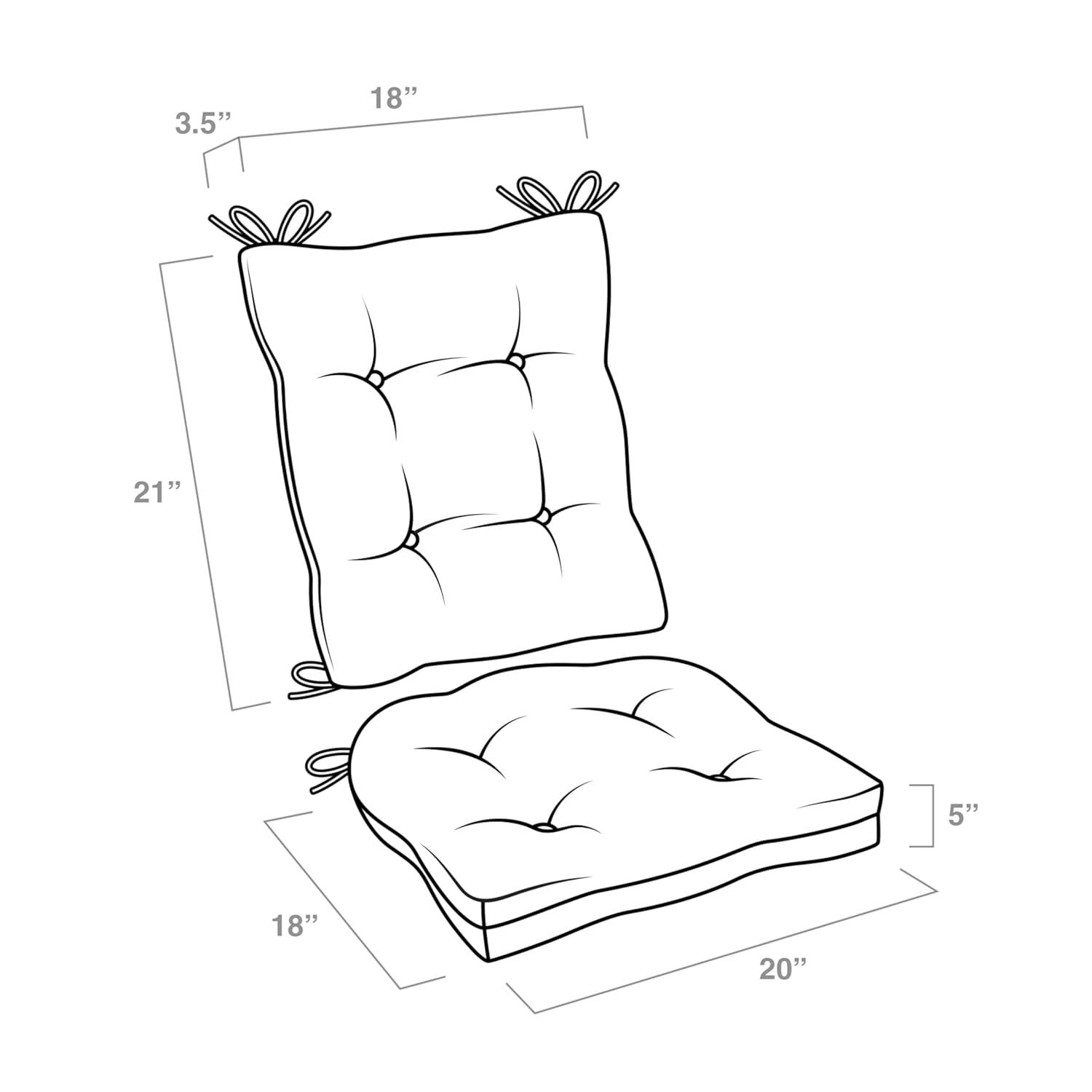 ARDEN Arden Plush Indoor/Outdoor Rocking Chair Cushion Set, 18 x 20