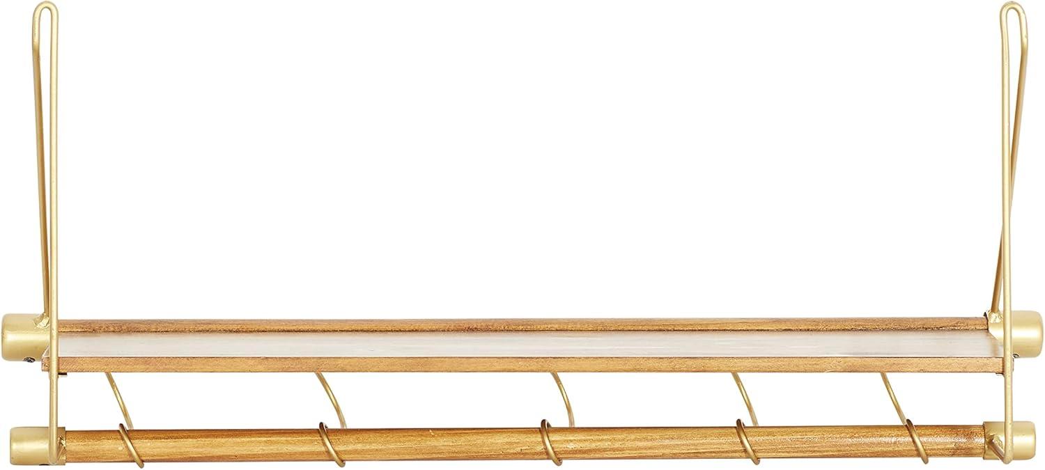 DecMode Gold Wood Contemporary Wall Hook