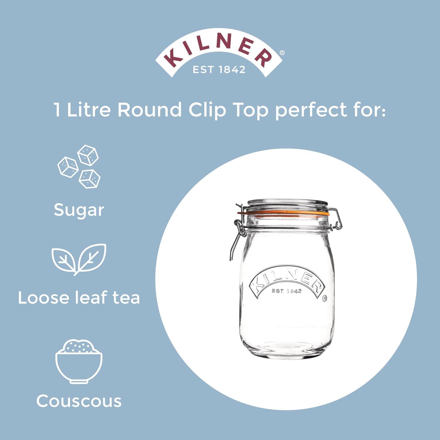 Kilner Round Clip Top Jar, 34-Fl Oz, 1 L