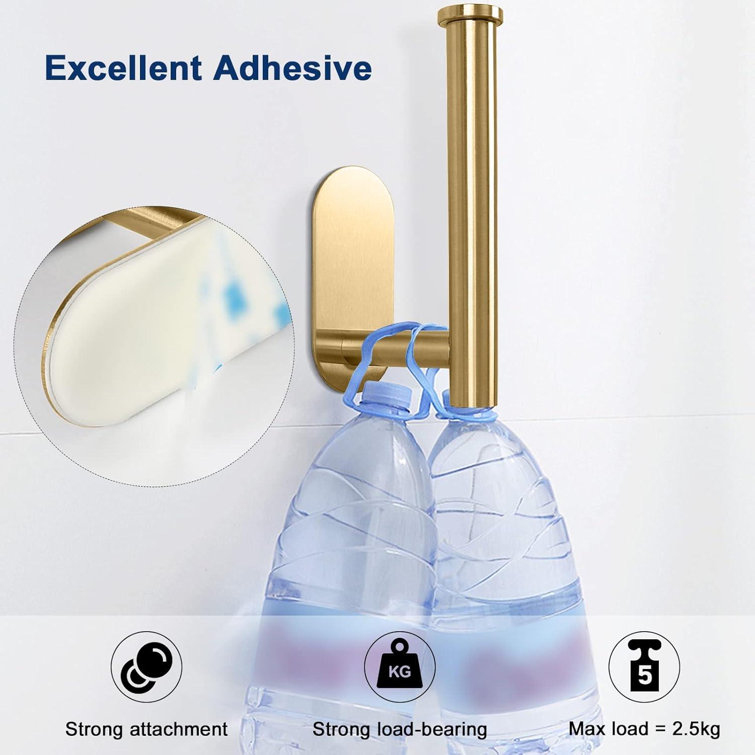 Brushed Gold Stainless Steel Adhesive Toilet Paper Holder