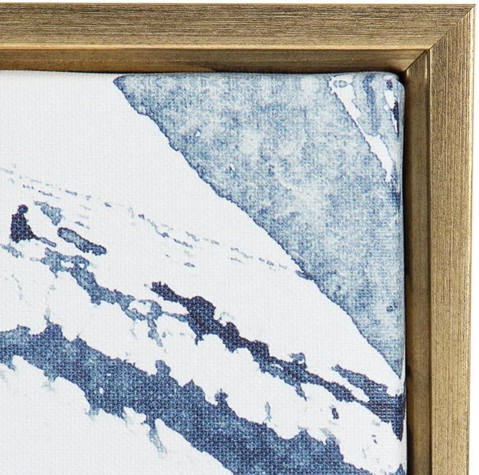 Kate & Laurel All Things Decor 23"x33" Sylvie Indigo Watercolor Framed Wall Art by Amy Peterson Gold Modern Blue Abstract Wall Art