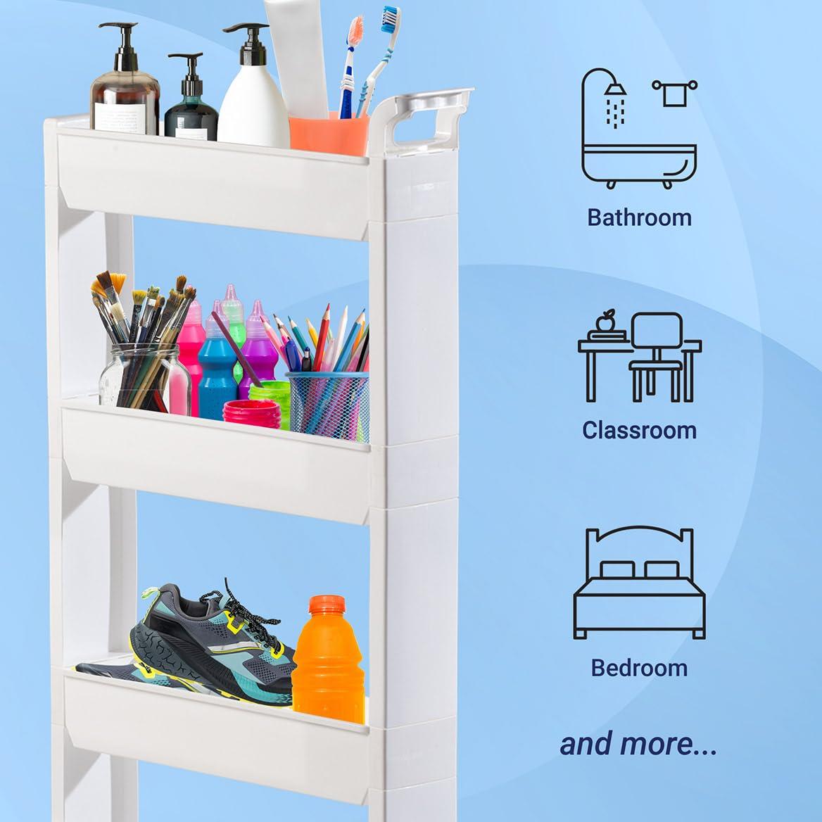White 5-Tier Slim Rolling Storage Cart