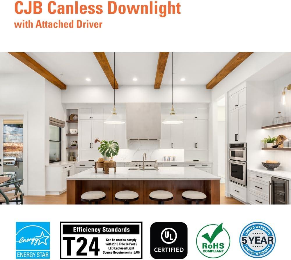 HALO CJB 4 inch 5CCT Canless Recessed Integrated LED Downlight with Attached JBOX 12 Pack