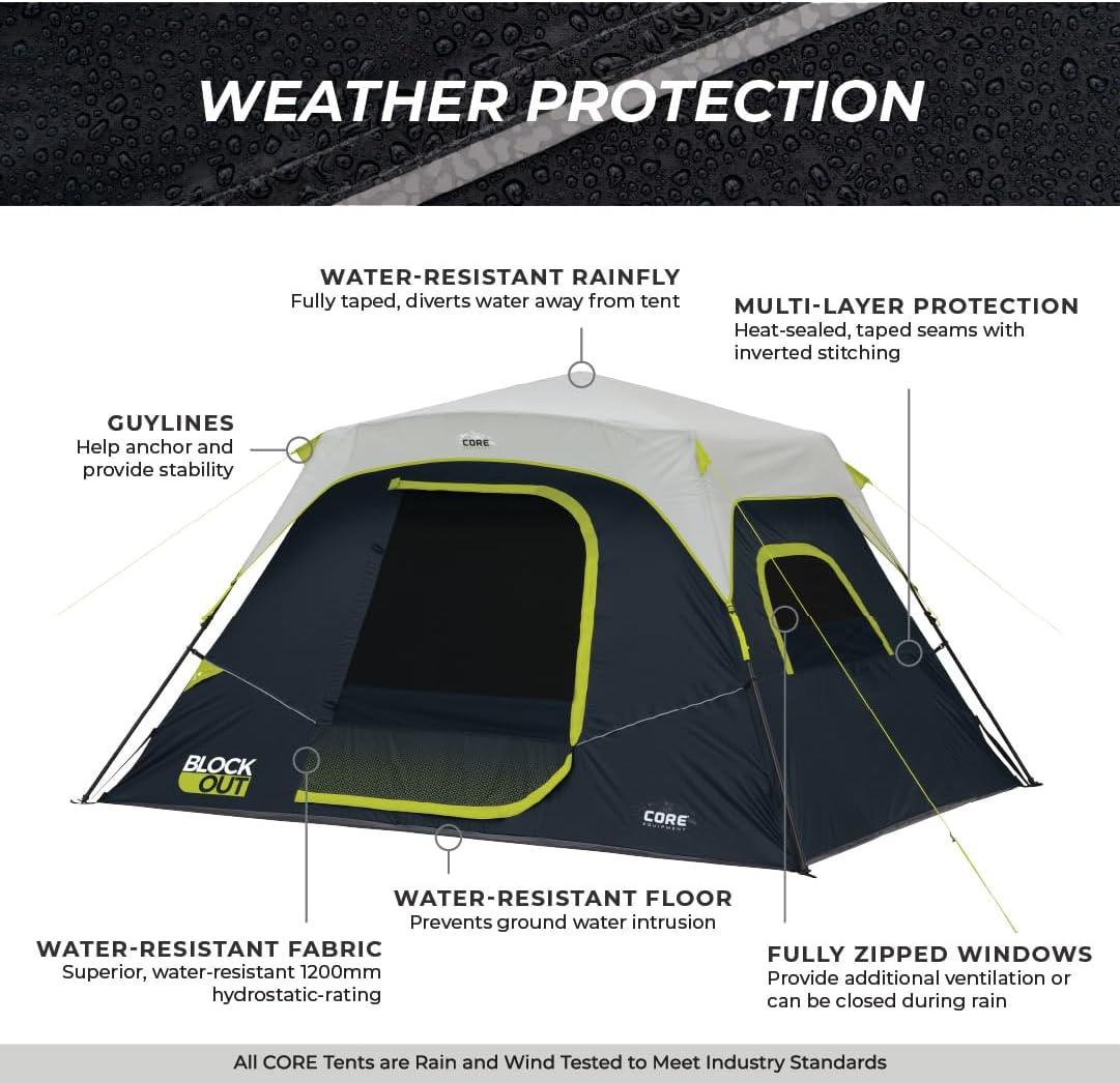 CORE 6P Blockout Instant Cabin Tent