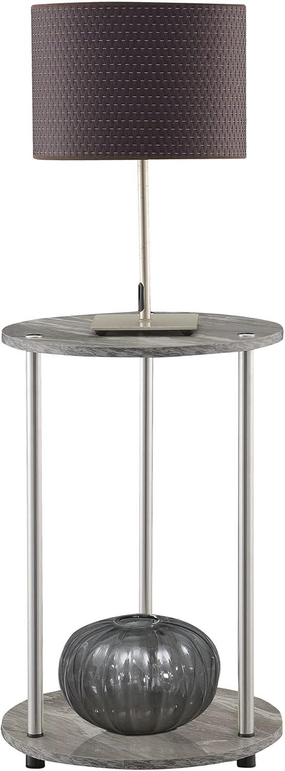 Convenience Concepts Designs2Go Round End Table, Faux Gray Marble & Chrome