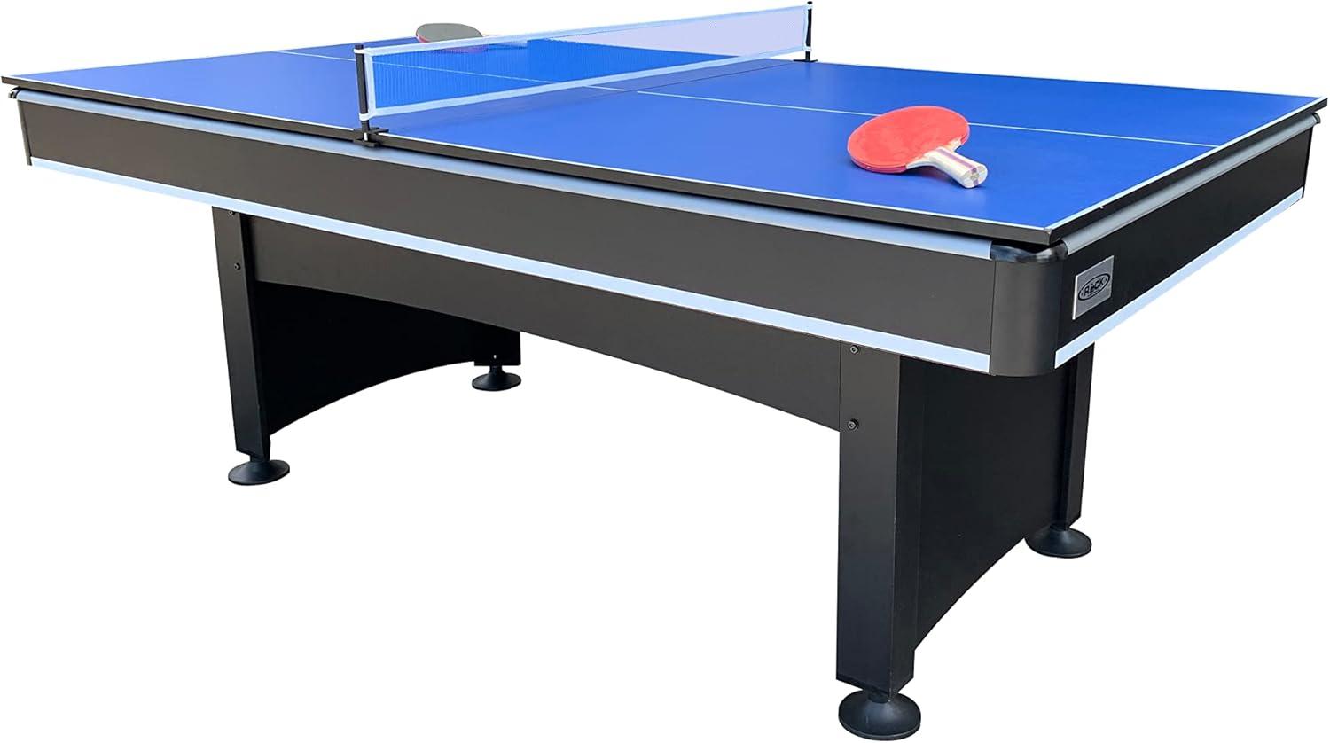 RACK Scorpius 7-Foot Multi Game Billiard/Pool with Table Tennis (Blue Felt with Black Body)