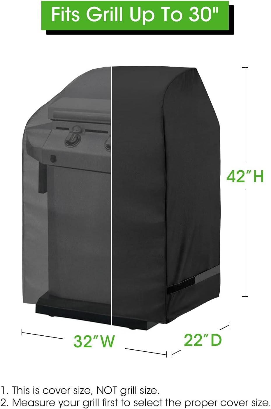 Black Heavy Duty Waterproof 32-Inch Grill Cover