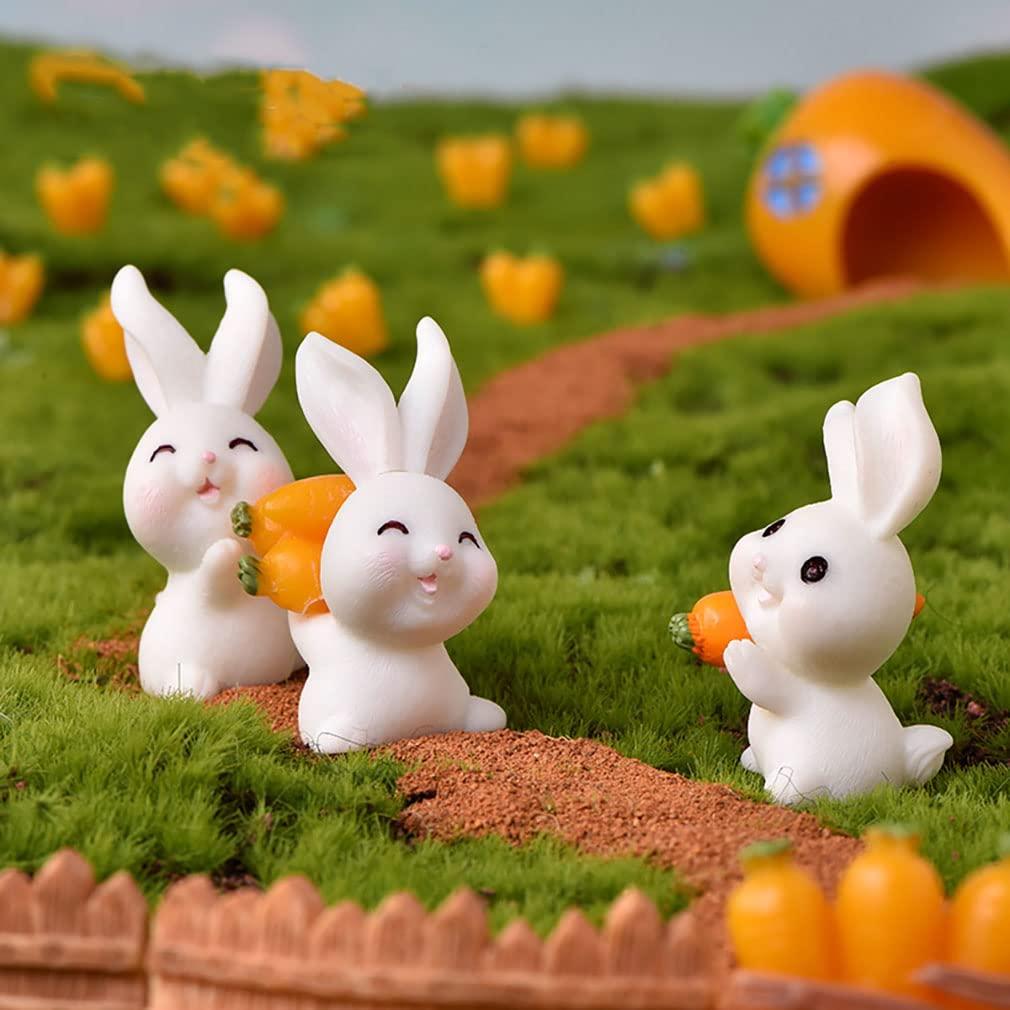12 Pcs Cute Animal Rabbit Figure Toys Cake Topper, Miniature Rabbit Figurines Collection Playset Fairy Tale Garden Decoration Christmas Birthday Gift