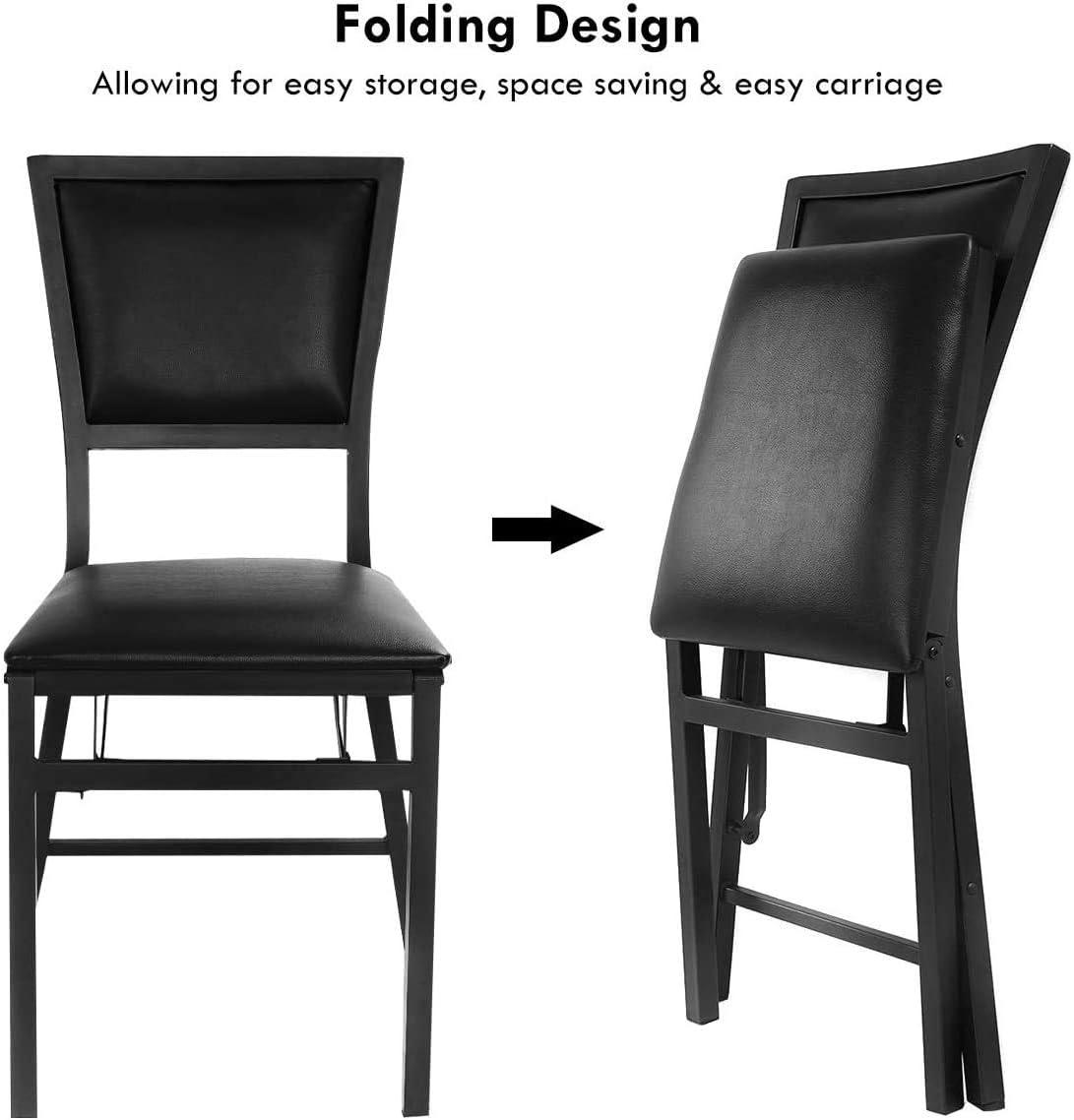 Costway Set of 2 Metal Folding Chair Dining Chairs Home Restaurant Furniture Portable Black