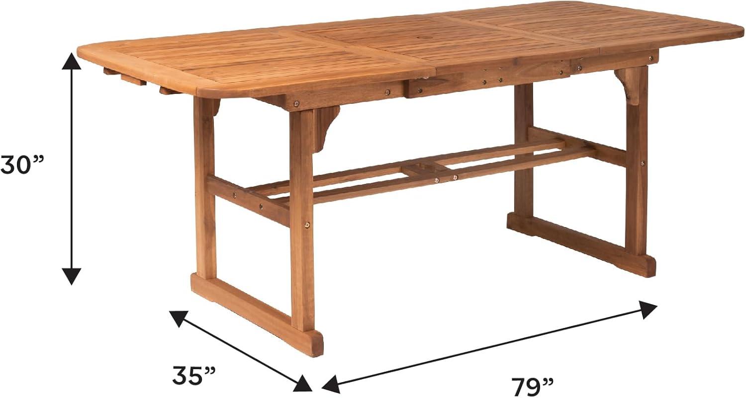 Acacia Wood Patio Extendable Dining Table, Brown