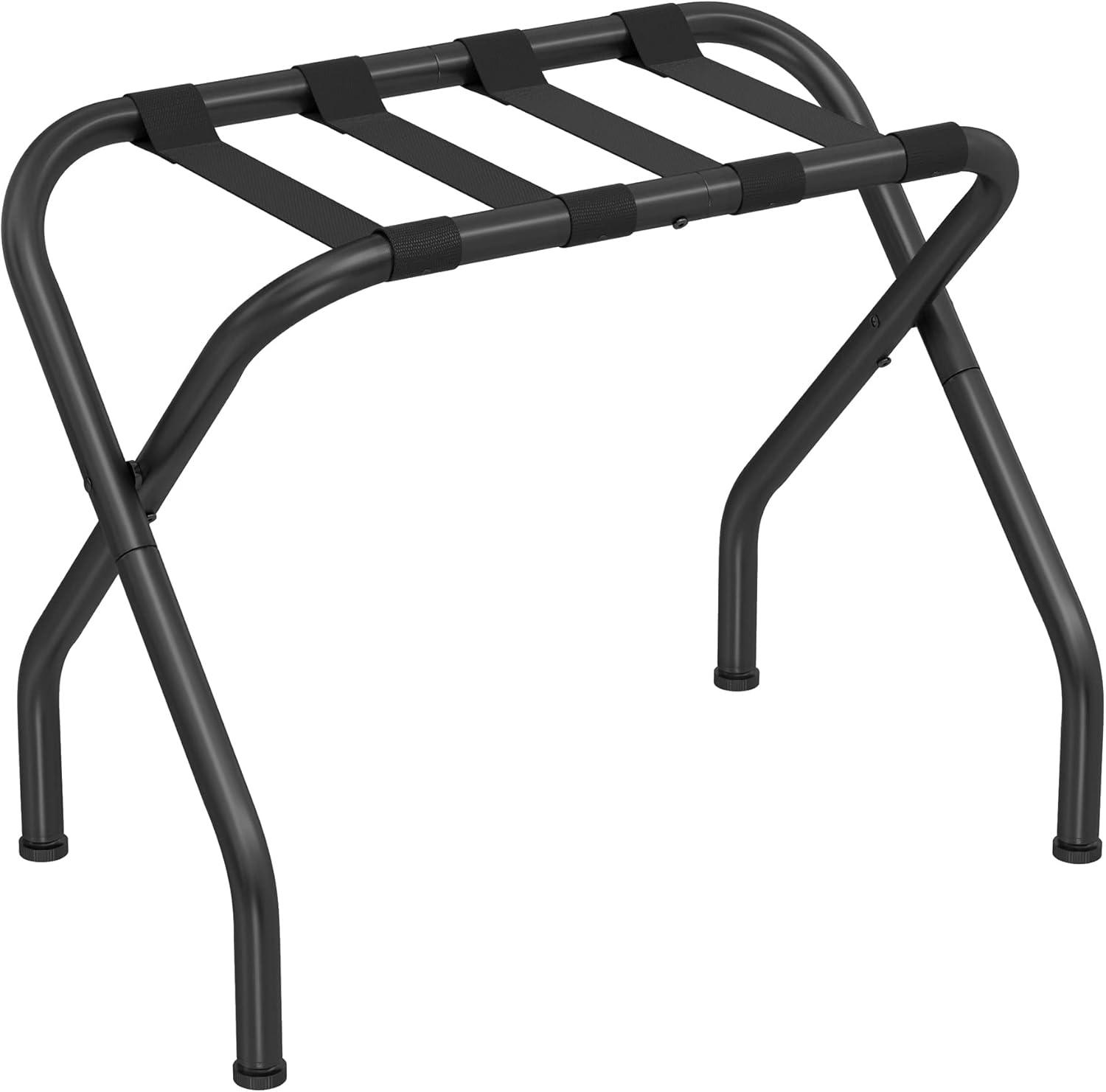 Black Foldable Steel Frame Luggage Rack with Nylon Straps