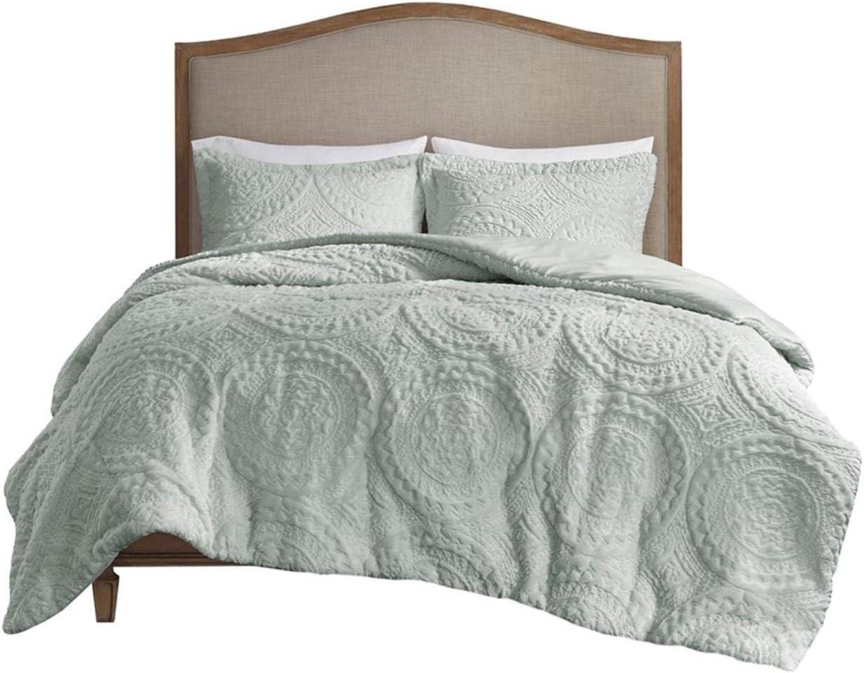 Arya Embroidered Medallion Faux Fur Ultra Plush Comforter Set